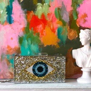 Greek Evil Eye Glitter Clutch